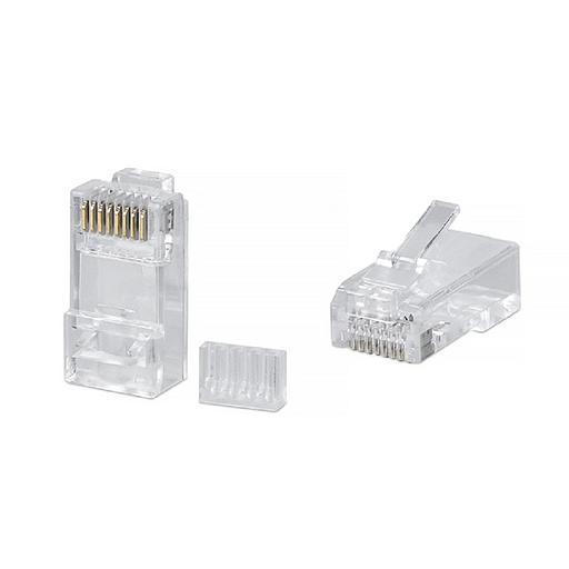 Коннектор Cabeus 8P8C-C6-TWP Коннектор RJ-45 под витую пару, категория 6, универсальный (для одножильного и многожильного кабеля), для проводников с толщиной по изоляции до 1,05 мм, со вставкой (8P8C-C6-TWP) фото 1