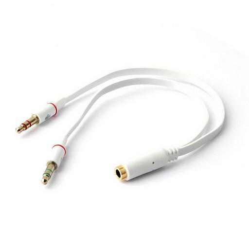 Кабель Cablexpert Кабель аудио Cablexpert CCAB-02-35F2M-0.2MB. 3.5 джек 4pin(F)/2х 3.5 джек(M) наушники и микрофон, 0.2м, белый, блистер RTL {200} фото 1