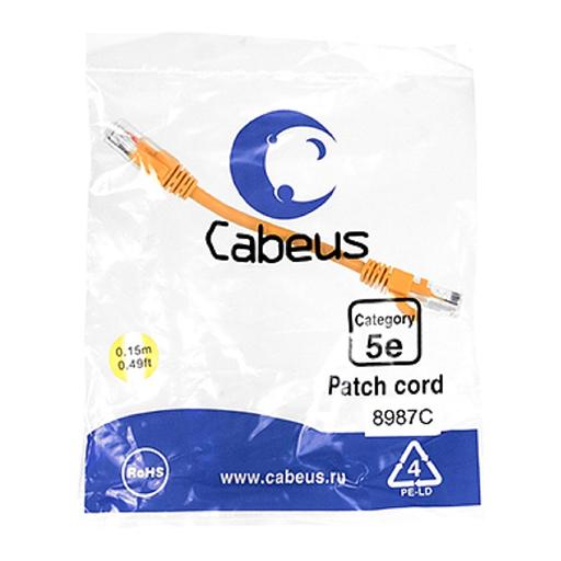 Патч-корд Патч-корд U/UTP 5e кат. 0.15м. Cabeus PC-UTP-RJ45-Cat.5e-0.15m-OR-LSZH неэкранированный, оранжевый 40 (PC-UTP-RJ45-Cat.5e-0.15m-OR-LSZH) фото 1