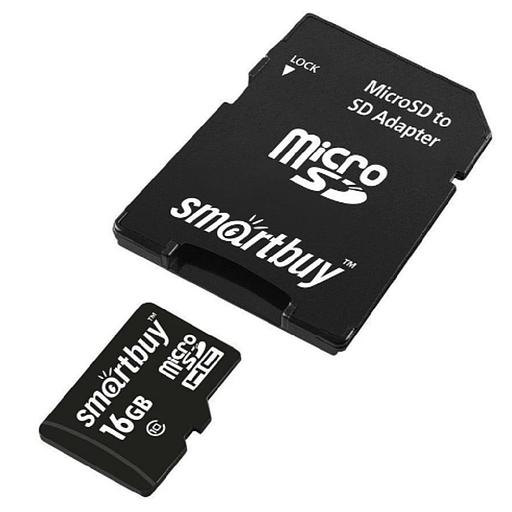 Micro SecureDigital 16Gb Smartbuy SB16GBSDCL10-01LE {Micro SDHC Class 10, SD adapter} фото 1
