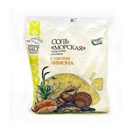 Грин пром соль морская природная с экстрактомактом лимона пакет полиэтиленовый 1кг фото 1