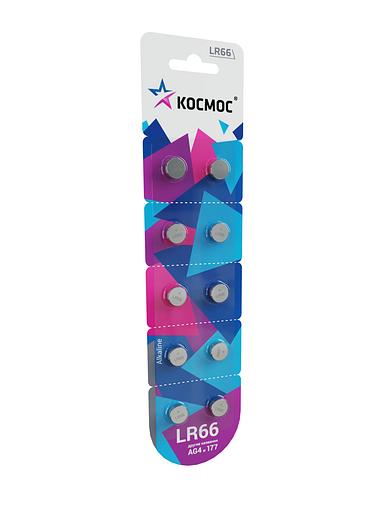 Элемент питания алкалиновый "таблетка" LR66/AG4 для часов (блист.10шт) КОСМОС KOCG4(LR66)10BL фото 1