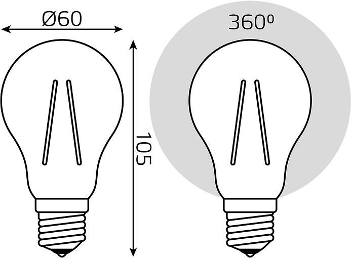 Лампа светодиодная Gauss Filament 102902215 15Вт цок.:E27 груша 220B св.свеч.бел.нейт. (упак.:10шт) фото 6