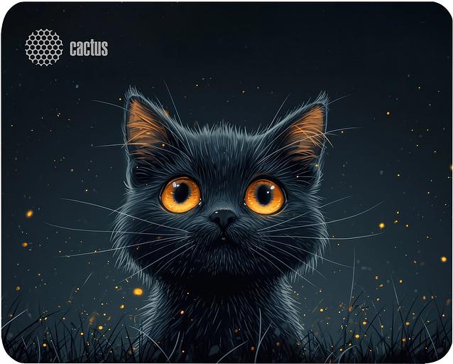 Коврик для мыши Cactus Black Cat 250x200x3мм (CS-MPC-D09S) фото 1