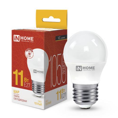 Лампа светодиодная LED-ШАР-VC 11Вт 230В Е27 3000К 1050Лм IN HOME фото 1