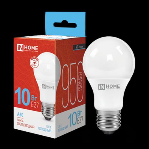 Лампа светодиодная LED-A60-VC 10Вт 230В Е27 6500К 950Лм IN HOME фото 1