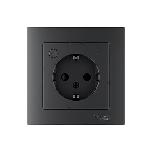 ATLASDESIGN SMART РОЗЕТКА с заземл., со шт., Zigbee, L+N, 16А, мех., КАРБОН фото 2