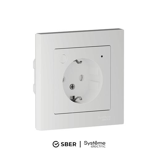 ATLASDESIGN SMART РОЗЕТКА с заземл., со шт., Zigbee, L+N, 16А, мех., БЕЛЫЙ фото 1