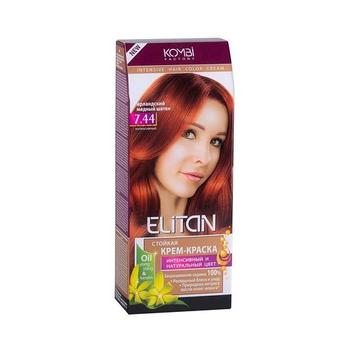 Элитан стойкая крем-краска для волос тон 7.44 ирландский медный шатен фото 1