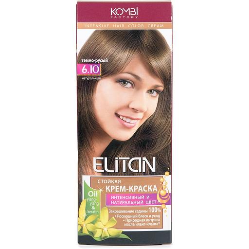 Элитан стойкая крем-краска для волос тон 6.10 темно-русый фото 1