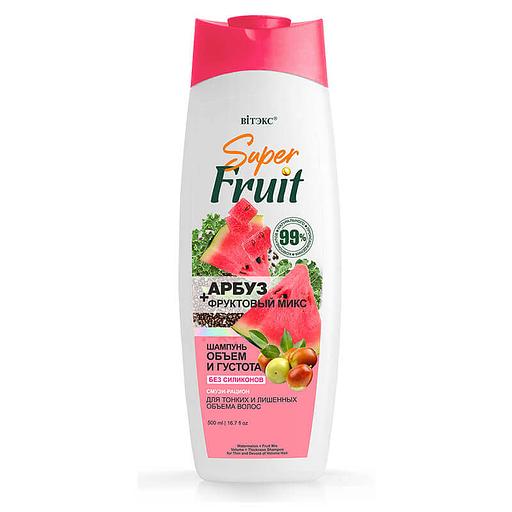 Витэкс super fruit арбуз+фруктовый микс шампунь для волос объем и густота без силиконов, 500мл. фото 1