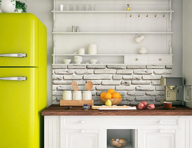 Интерьерная стеклянная панель «Белый кирпич» опт фото 3