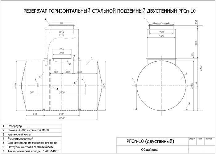 Резервуар горизонтальный стальной подземный РГСп-10 фото 3