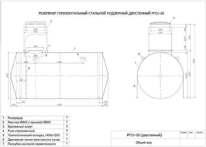 Резервуар горизонтальный стальной подземный РГСп-20 фото 2