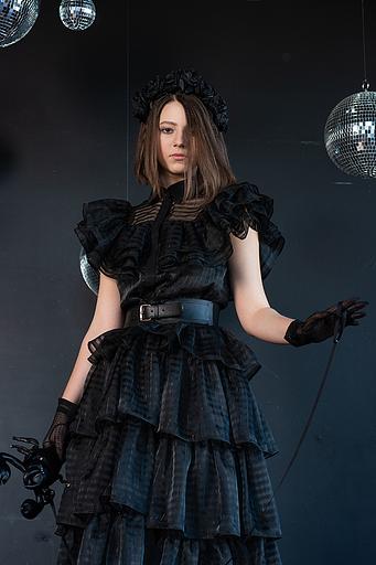 Чёрное нарядное платье «Уэнсдей» ОПТ фото 1