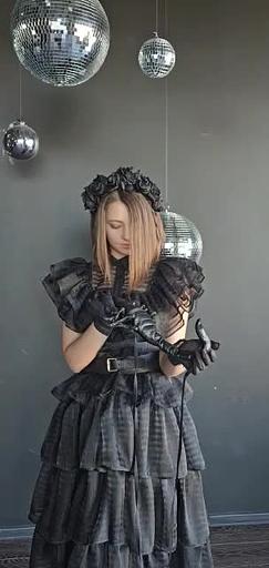 Чёрное нарядное платье «Уэнсдей» ОПТ фото 6