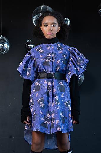 Фиолетовая туника с принтом «Wednesday Addams» на девочку ОПТ фото 1