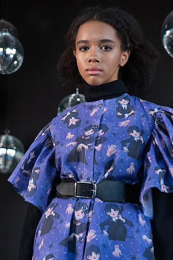 Фиолетовая туника с принтом «Wednesday Addams» на девочку ОПТ фото 2