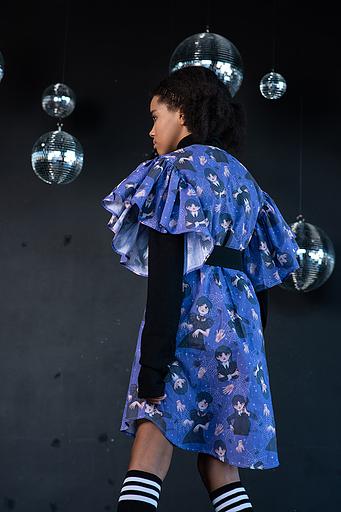 Фиолетовая туника с принтом «Wednesday Addams» на девочку ОПТ фото 3