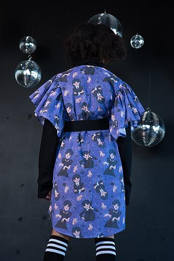 Фиолетовая туника с принтом «Wednesday Addams» на девочку ОПТ фото 4