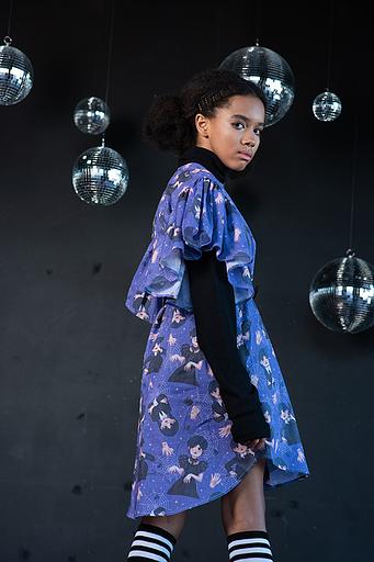 Фиолетовая туника с принтом «Wednesday Addams» на девочку ОПТ фото 5