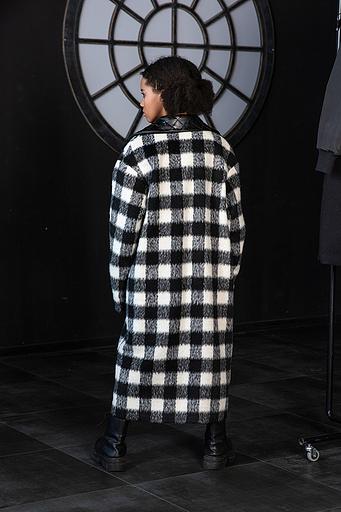 Чёрно-белое пальто в клетку на девочку ОПТ фото 2