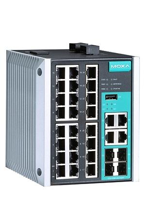 Управляемый коммутатор Gigabit Ethernet c портами 24 x 10/100BaseT(X), 4 x 10/100/1000BaseT(X) или 100/1000BaseSFP, с питанием 12/24/48 В пост., с диапазоном температур от -40 до 75⁰C фото 1