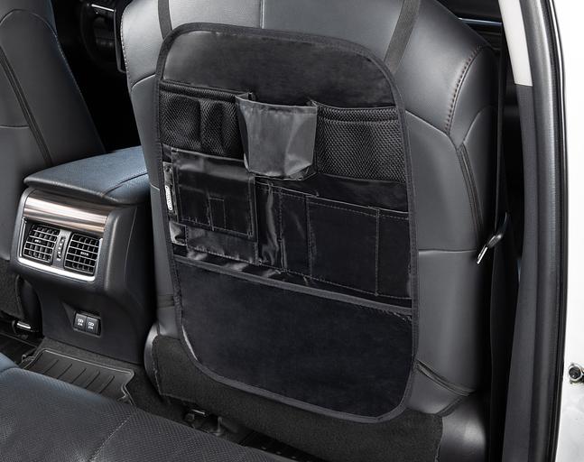 Защита спинки сиденья 60х50 см кожа иск. перф. черная (строчка красная) опт фото 1