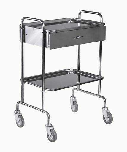 Столик медицинский процедурный СМПР-10 из нержавеющей стали ( 2 нерж. полки, 1 ящик) фото 1