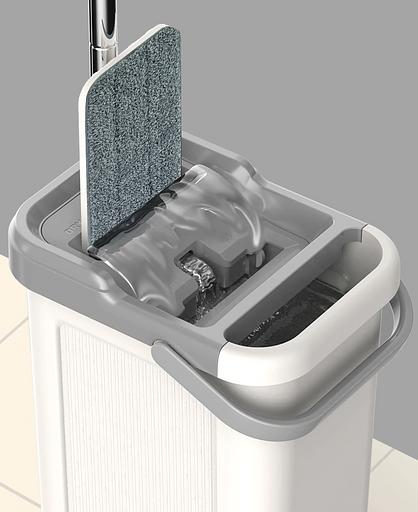 Комплект ведро 6 л с системой отжима и швабра с дополнительной насадкой RA-1131 бежевый, зелёный фото 3
