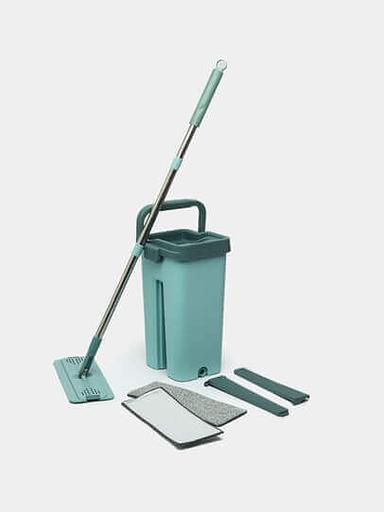 Комплект ведро 8 л с системой отжима и швабра с дополнительной насадкой CJ-008 синий, зелёный, бордовый фото 1