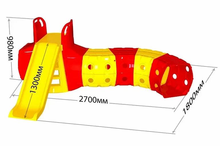 Игрушка детская «Горка с тоннелем» «Doloni-Toys» (270х98) красно-желтая ОПТ фото 2