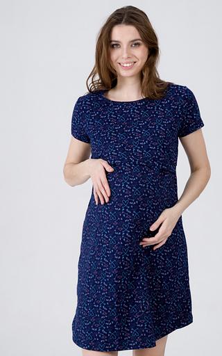 Платье хлопковое для беременных, стрелы на темно-синем, Опт фото 1