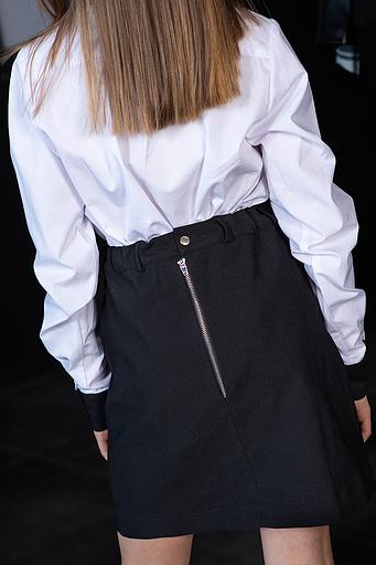 Белая блузка с вышитым чёрным воротником и манжетами ОПТ фото 4