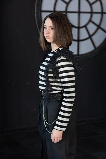 Трикотажная тельняшка с кружевом на девочку ОПТ фото 2