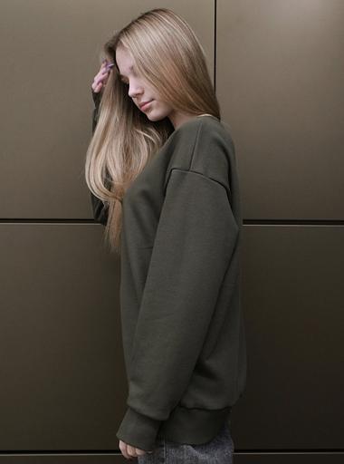 Свитшот базовый без начеса, Хаки, опт фото 1