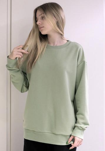 Свитшот базовый без начеса, фисташковый, опт фото 1