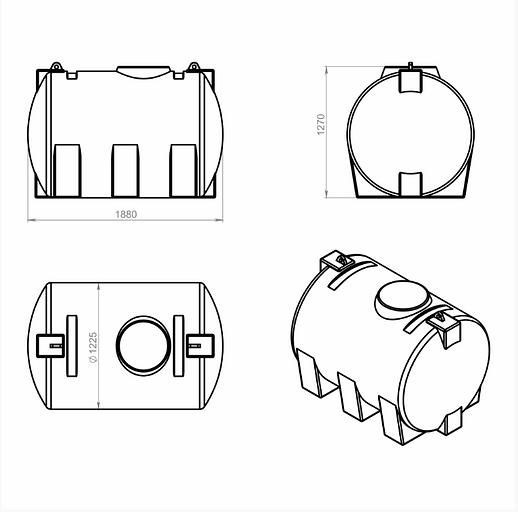 Емкость горизонтальная 2000 л усиленная фото 2