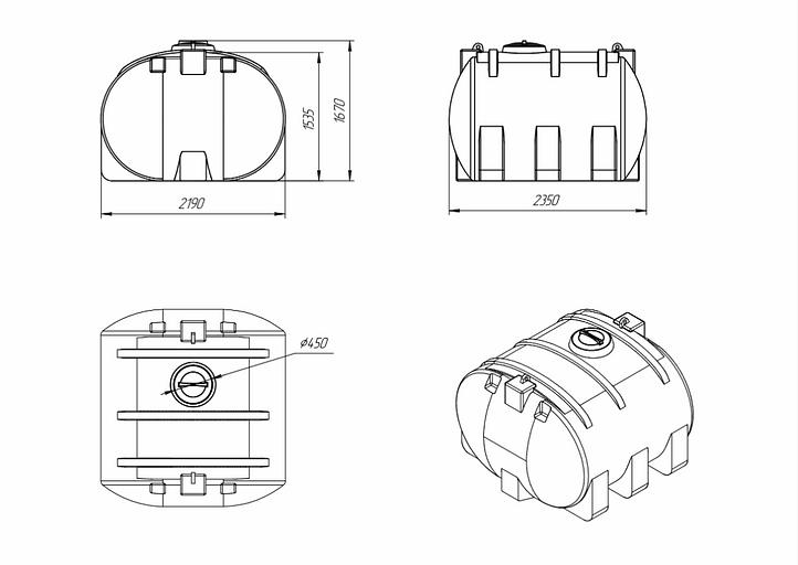 Емкость горизонтальная 6000 л усиленная фото 2