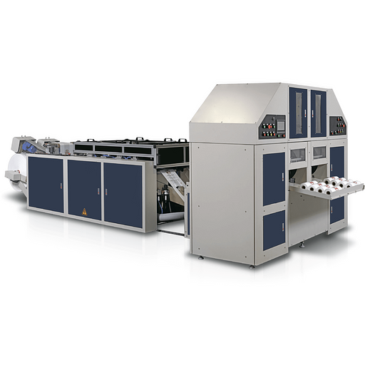 Автоматическая высокоскоростная двухручьевая пакетоделательная машина STBCR-40+OS для производства пакетов типа «Фасовка, майка» в рулоне на шпуле фото 1