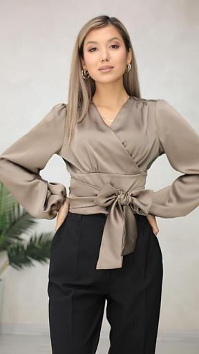 Блуза женская однотонная с поясом, Опт фото 3