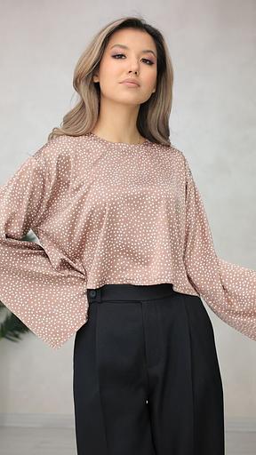 Женская блуза бежевая в горох, Опт фото 3