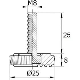 Опора регулируемая с основанием 25 мм и стержнем М8х25 мм, опт фото 4