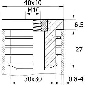 Заглушка внутренняя с резьбой М10 для труб 40х40 мм, опт фото 4