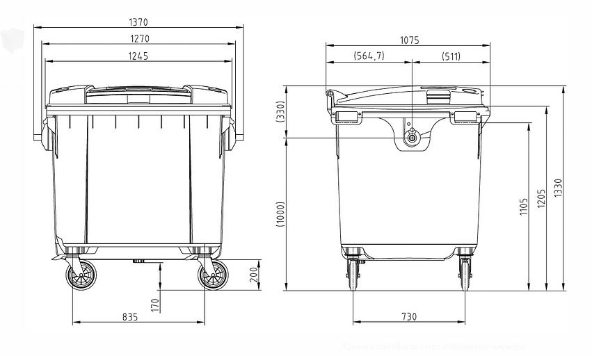Контейнер для мусора 1100 л фото 2
