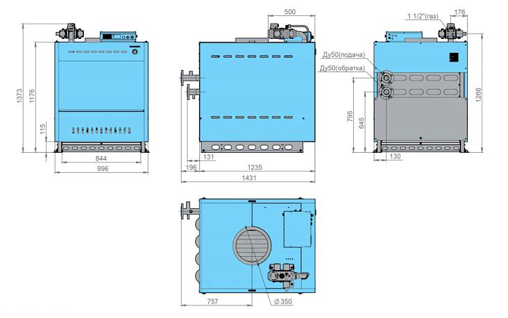 Напольный газовый котел «Rossen» RSA 300 с автоматикой безопасности Honeywell - 110 С фото 2