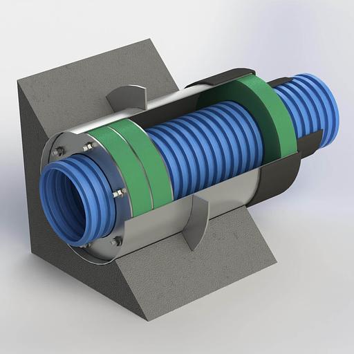 Ввод теплотрассы из гофротрубы 160 мм (до заливки бетона) фото 1