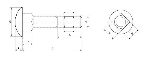 DIN 603 Болт мебельный с полукруглой головкой и квадратным подголовником фото 2