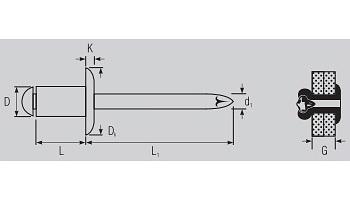 Заклепка открытого типа AS алюминий/сталь стандартный борт | 2-AS фото 2
