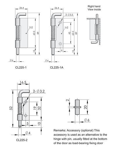 Петля с пружиной CL225-1A фото 2